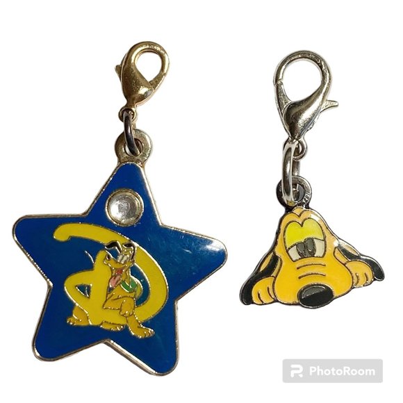 Vintage Disney Pluto Dog Charms Zipper Pull Purse Clip On for Bracelet Disneyana - Picture 8 of 10